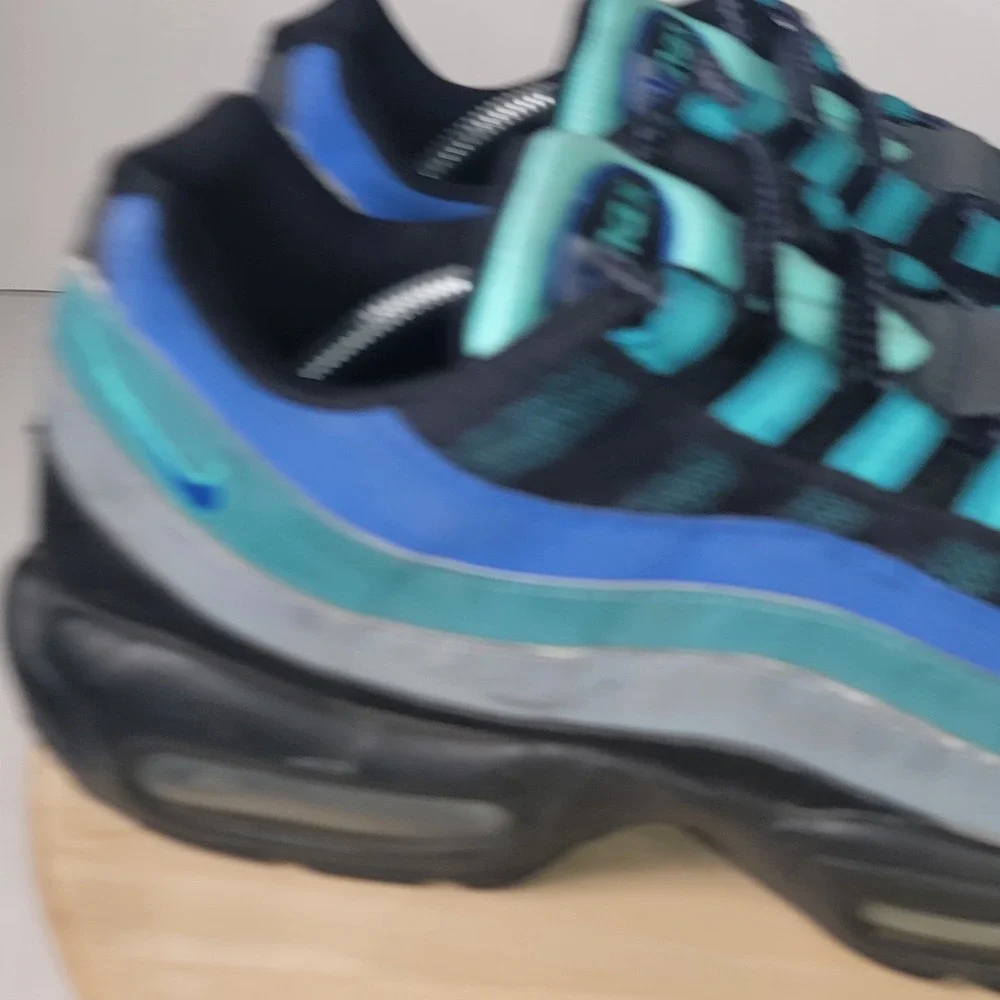 2014 Nike Air Max 95 OG SZ 12 Black Hyper Cobalt Blue Teal PRM 609048-084
